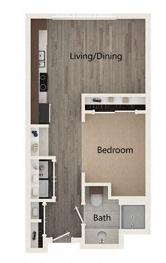 Sandy Springs, GA Apartments – Arabelle Perimeter -  Floorplan of studio apartment A